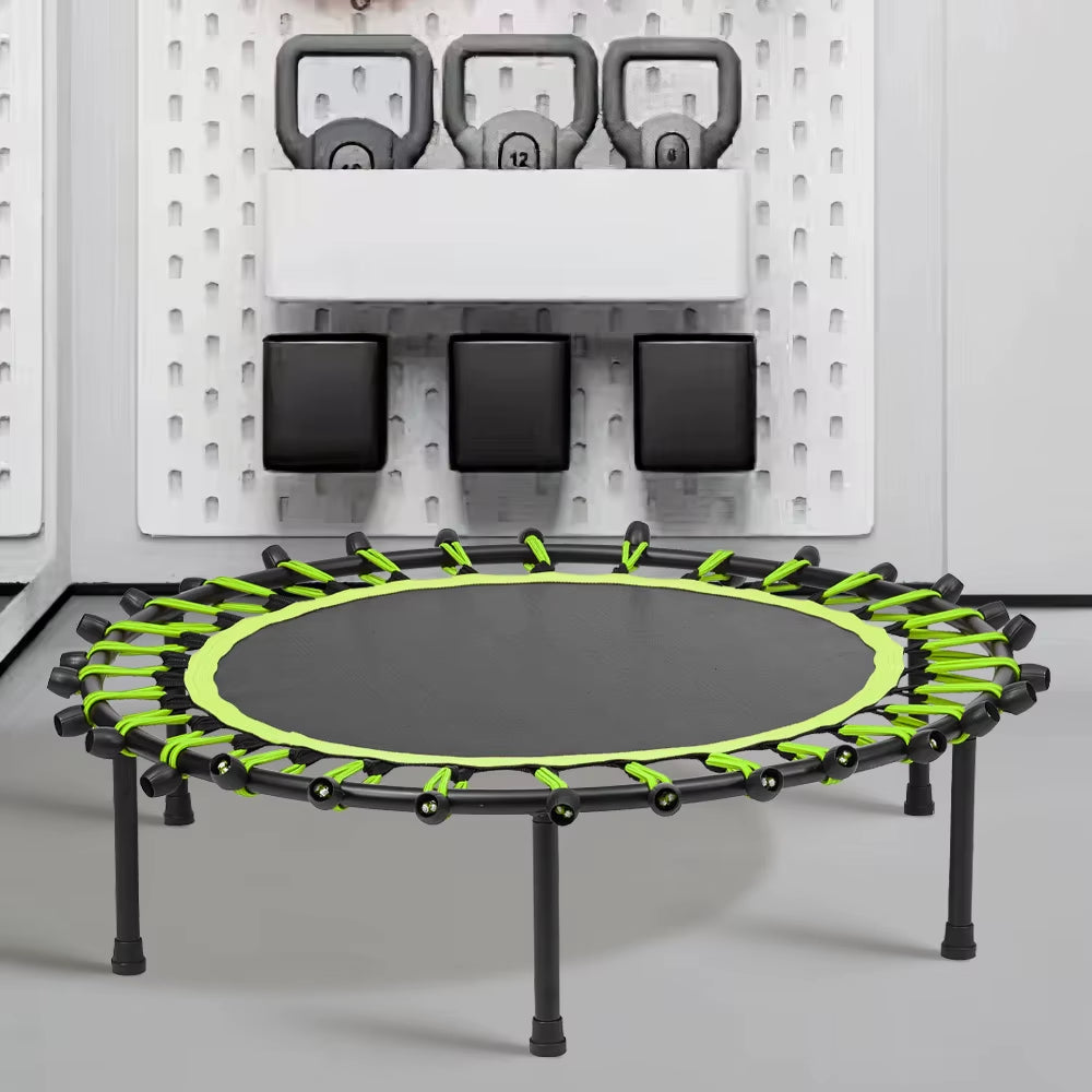 【】Silent Mini Trampoline Fitness Trampoline Bungee Rebounder Jumping Cardio Trainer Workout for Adults