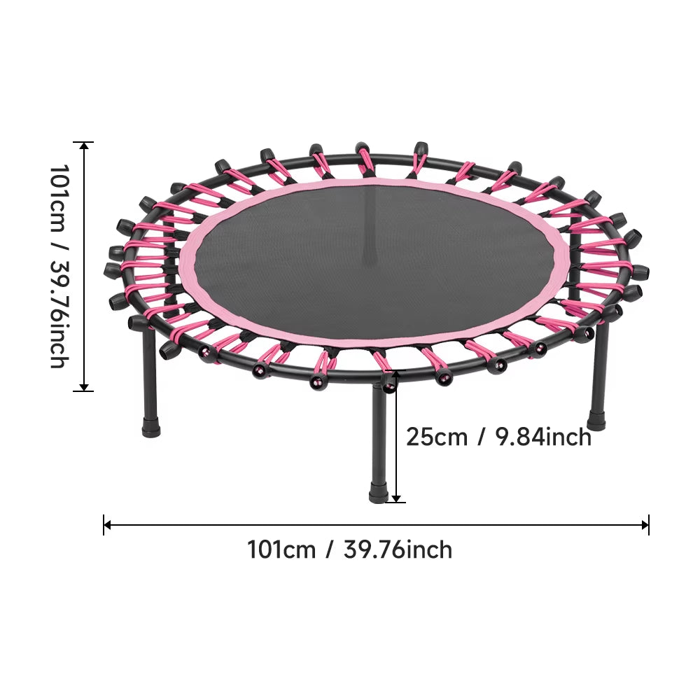 【】Silent Mini Trampoline Fitness Trampoline Bungee Rebounder Jumping Cardio Trainer Workout for Adults