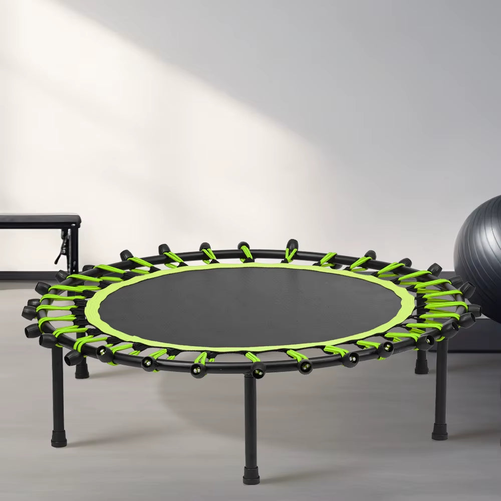 【】Silent Mini Trampoline Fitness Trampoline Bungee Rebounder Jumping Cardio Trainer Workout for Adults