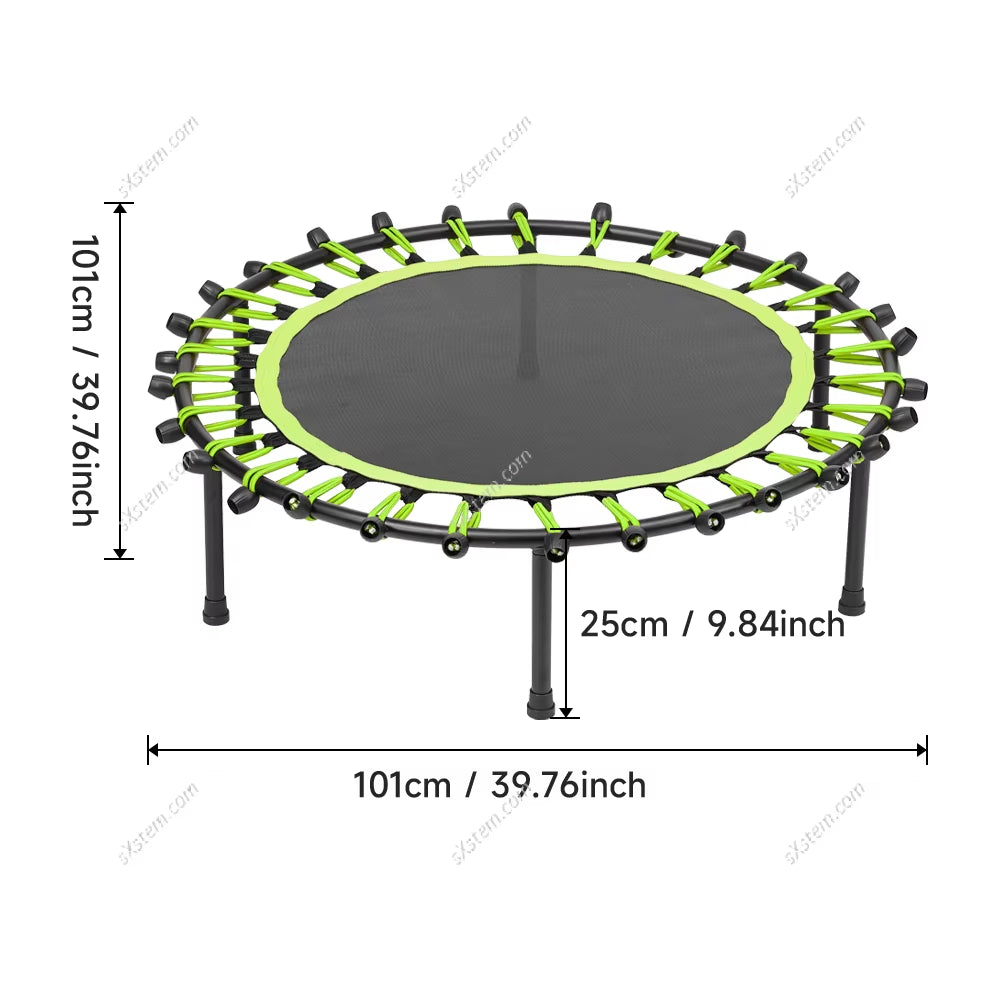 【】Silent Mini Trampoline Fitness Trampoline Bungee Rebounder Jumping Cardio Trainer Workout for Adults