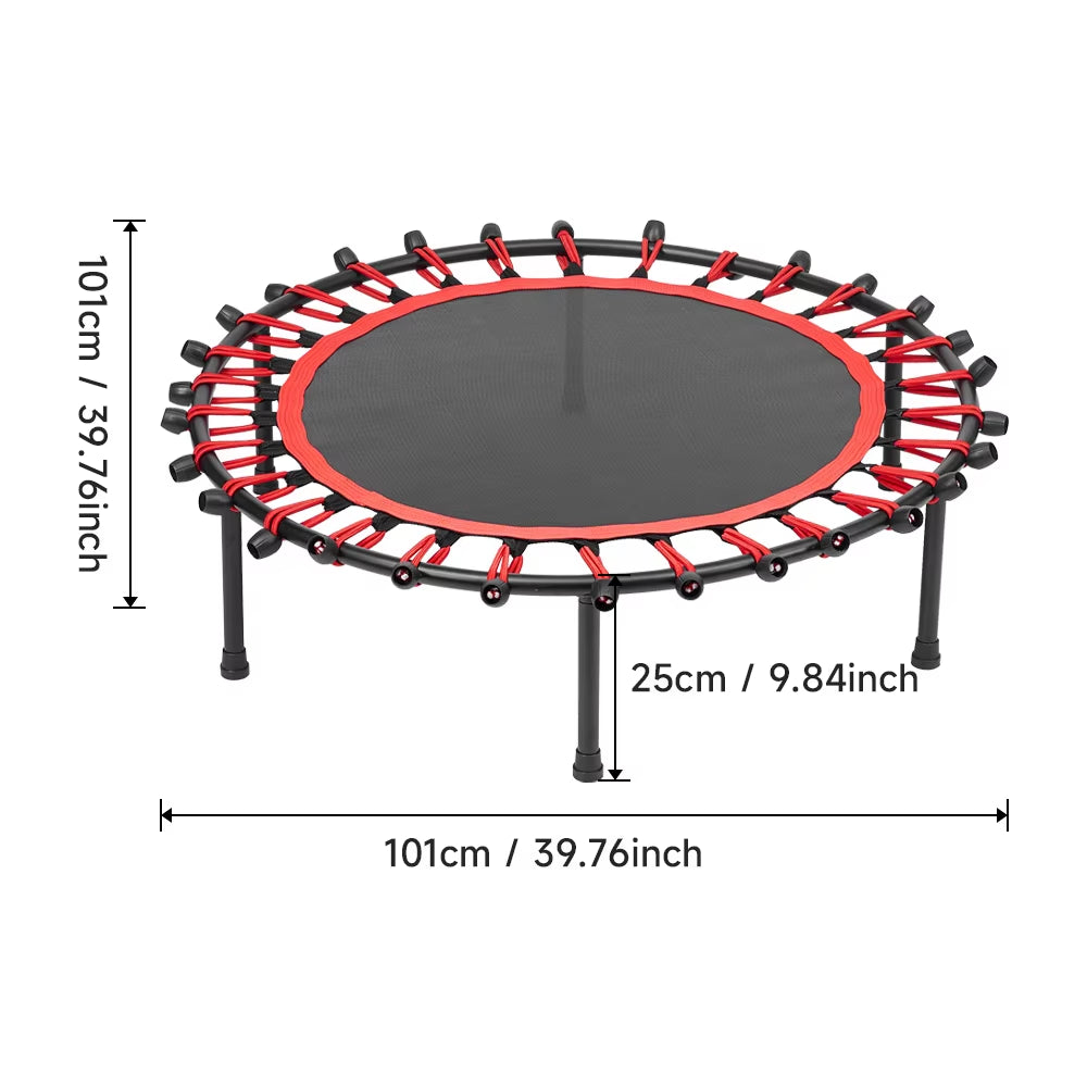 【】Silent Mini Trampoline Fitness Trampoline Bungee Rebounder Jumping Cardio Trainer Workout for Adults